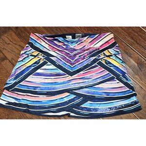 Lucky In Love Womens Striped Pickle ball Tennis Pull on Skort XL